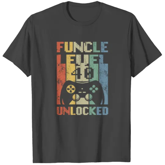 Funcle Level 40 Unlocked Video Gamer 40th Birthday T Shirts