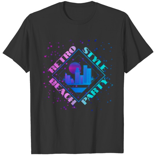 Retro Style Beach Party Abstract City T Shirts