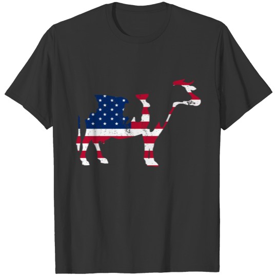 American Flag With Cow Vintage Cow Lover T Shirts