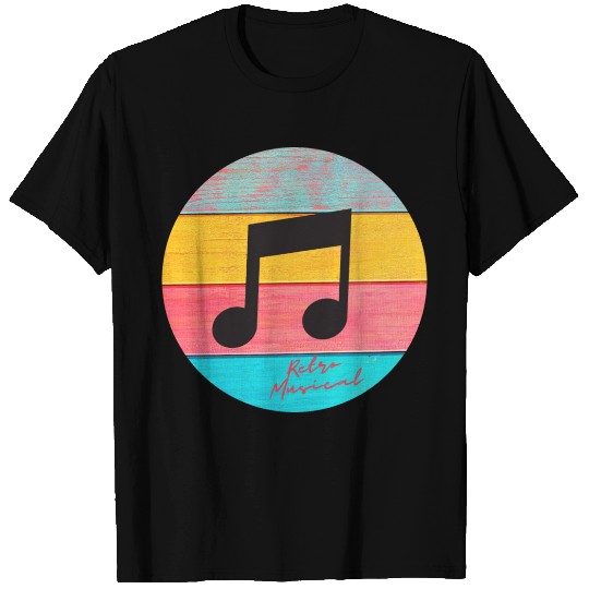 Funny Musician T Shirts - Retro Musical Notes Icon