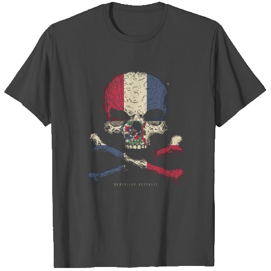 Skull Crossbones Dominican Republic Flag Skeleton T Shirts