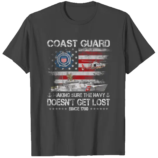 Coast Guard Veteran USCG American Flag Veterans T Shirts