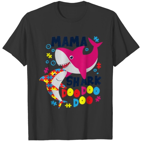Autism Mama Shark Doo Doo Doo Awareness Puzzle Pie T-shirt
