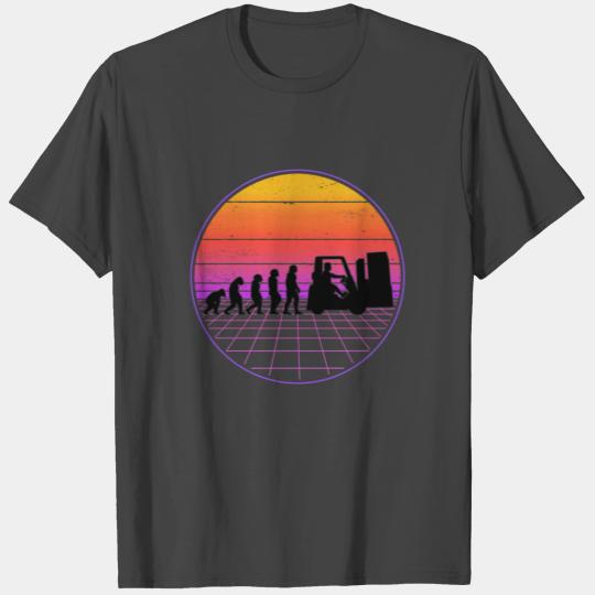 Forklift Operator Evolution Vaporwave T Shirts