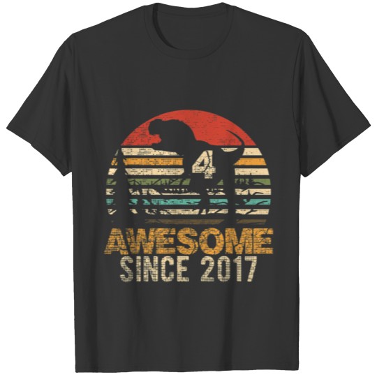 4th Birthday Dinosaur 4 Year Old Boy Kids Awesome T Shirts