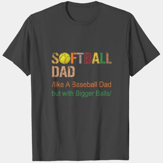 Vintage Softball Dad Like a Baseball Dad Funny T Shirts
