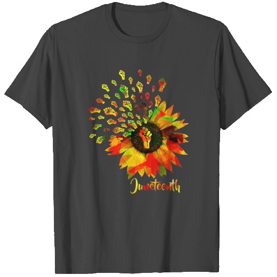 Juneteenth Sunflower Fist Black History African T Shirts