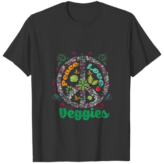 Peace Love Veggies Retro Vegetable T Shirts