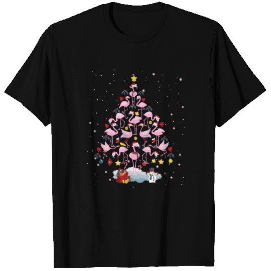 Flamingo Christmas Tree Funny Flamingo Lover Xmas T Shirts