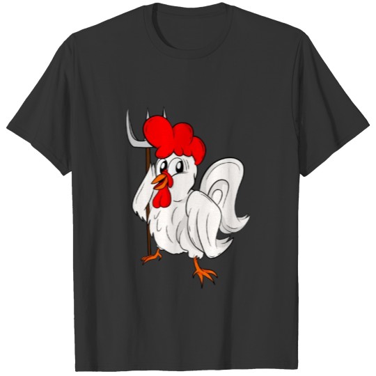 Chicken Farmer Cartoon Rooster Life on Farm T-shirt