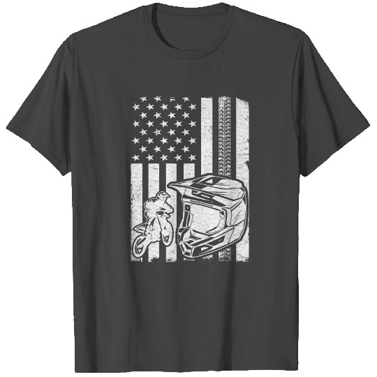 Motocross US Flag America Dirt Bike 4th Of July T Shirts