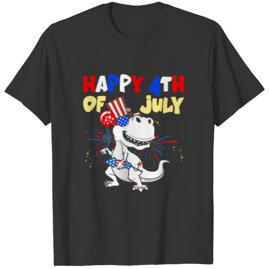 Kids Happy 4th Of July T Rex Dino Dinosaur Baby To T Shirts