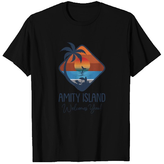 Amity Island Welcomes You Sunset Beach Retro T Shirts