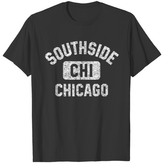 Southside Chicago Chi Gym Style Distressed White P T-shirt