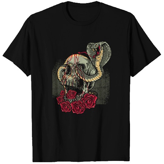 Skull Snake Roses Scary Horror T Shirts