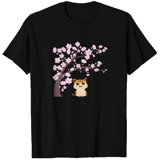 Cute Cherry Blossom Cat Japanese Kitten Sakura T Shirts