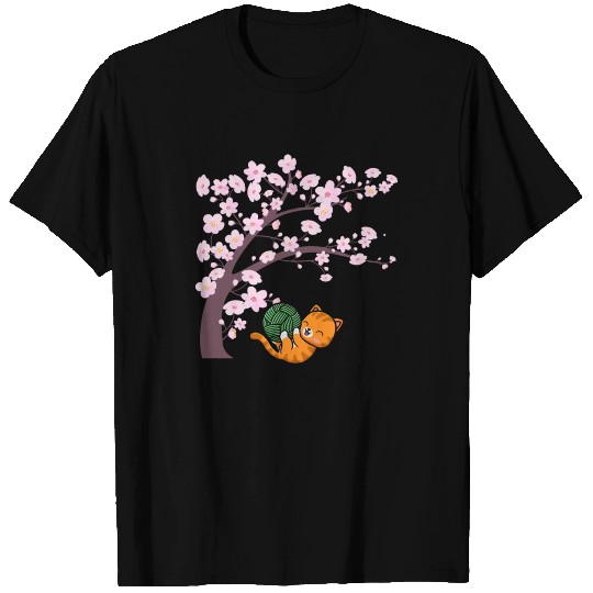 Cute Cat Cherry Blossom Japanese Kitten Sakura T Shirts