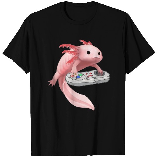 Axolotl Fish Playing Video Game White Gamers T Shirts