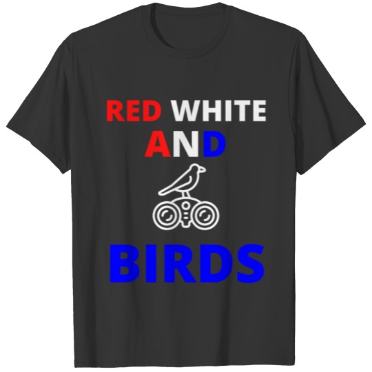red white and birds T-shirt
