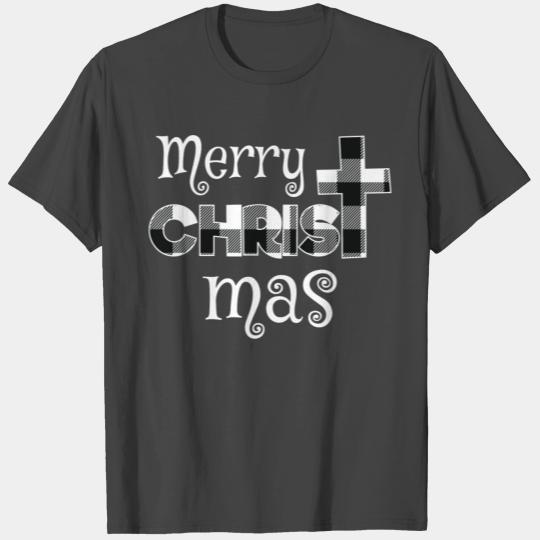 Merry Christ T Shirts White Buffalo Plaid Christmas C
