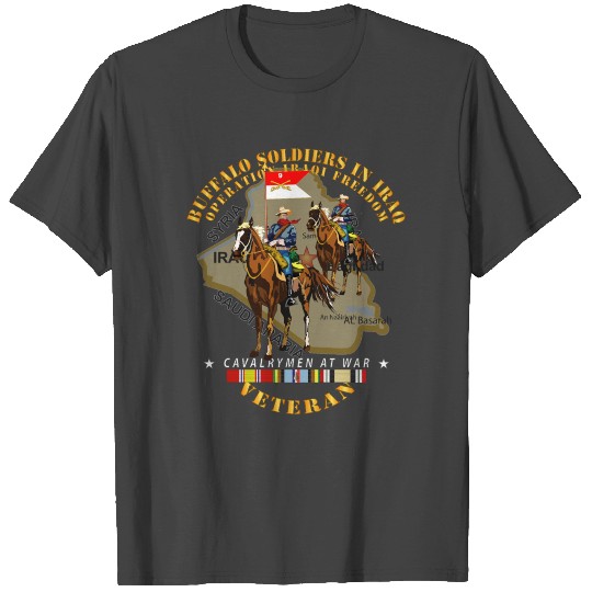 Army Buffalo Soldiers in Iraq OIF Cavalrymen atWar T Shirts