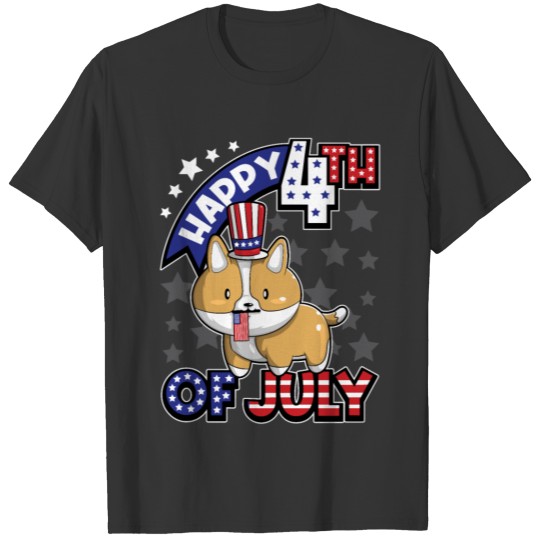 Happy Fourth Of July Dog USA Flag T Shirts