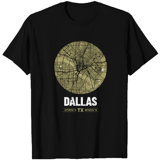 Dallas – City Map Plan (Grunge) T Shirts
