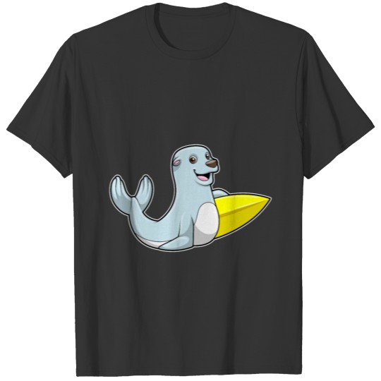 Seal at Surfing with Surfboard T-shirt