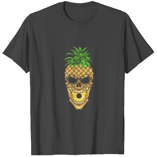 Hawaiian Pineapple Skull Funny Halloween Party T Shirts