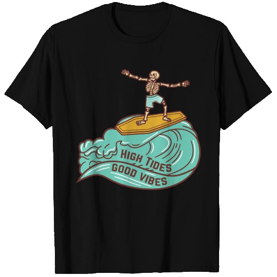 SURFING SKELETON High Tides Good V T Shirts