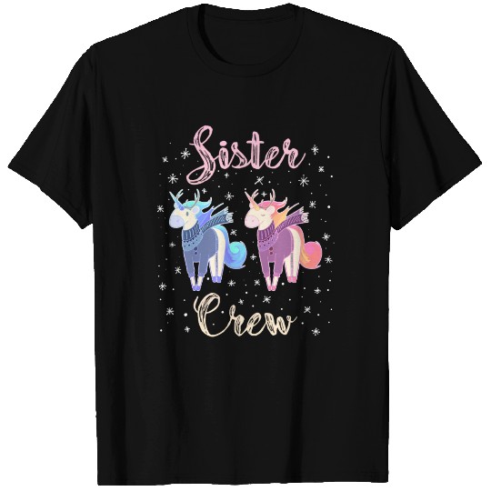 Sister Crew Unicorn Snowflakes T Shirts