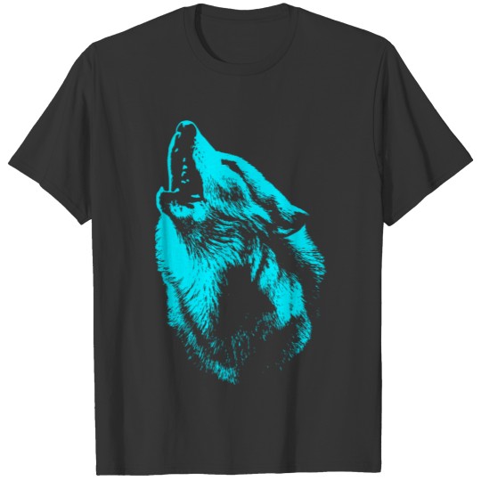 Howling Blue Wolf Moon T Shirts
