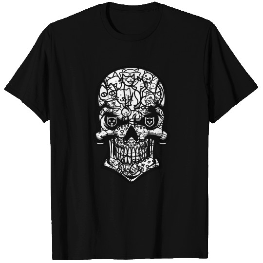 Cat Skull T Shirts / Kitty Skeleton Halloween T Shirts