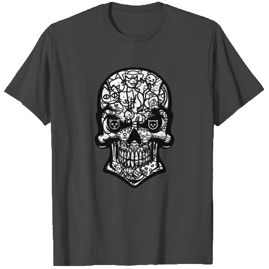 Cat Skull T Shirts / Kitty Skeleton Halloween T Shirts