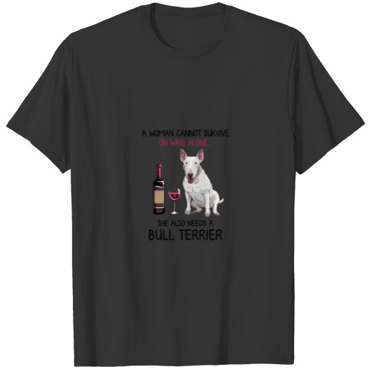 Bull Terrier and wine Funny dog Fitted V-Neck T-Sh T Shirts