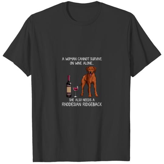 Rhodesian Ridgeback and wine Funny dog Fitted V-Ne T Shirts