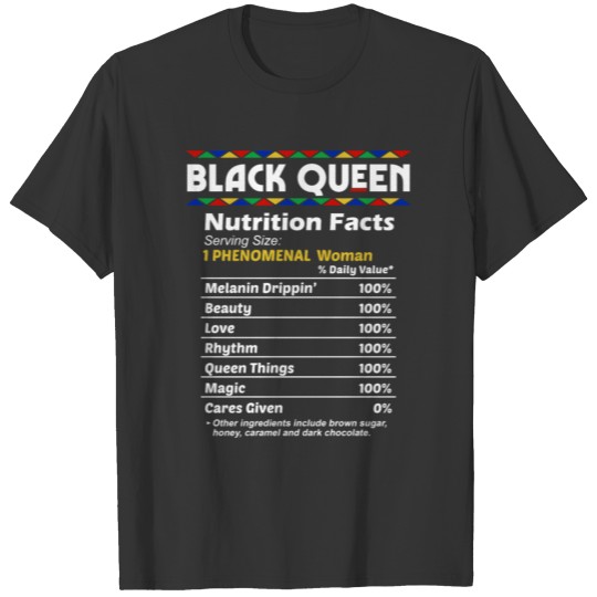 Black Queen Nutrition Facts T-shirt