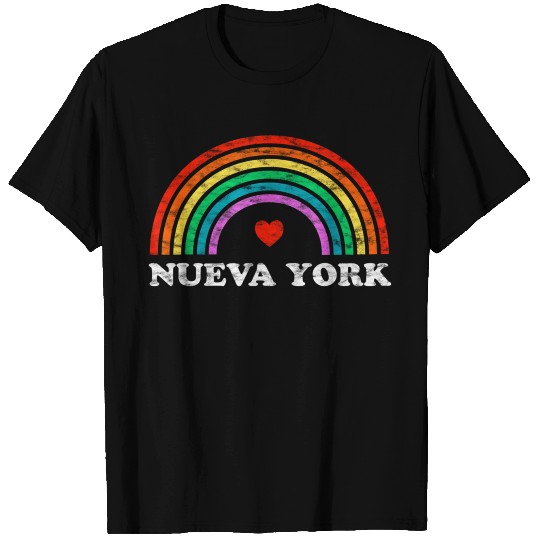 Nueva York Retro Rainbow Heart T Shirts