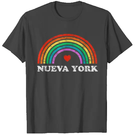 Nueva York Retro Rainbow Heart T Shirts