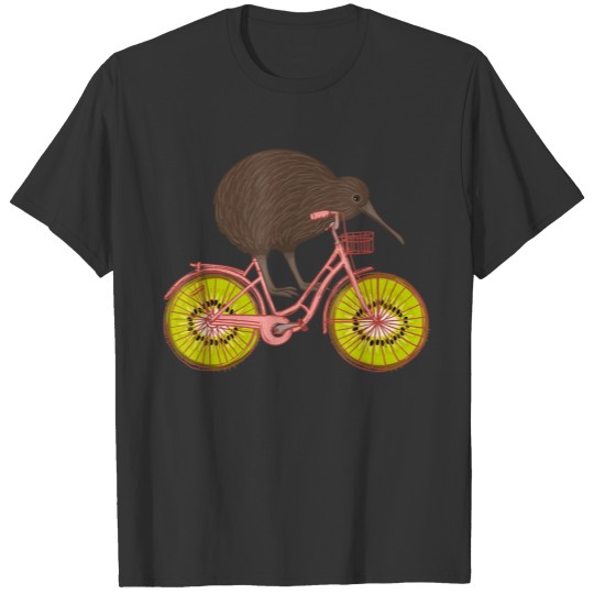 Cute Animal Kiwi Cycling New Zealand T Shirts