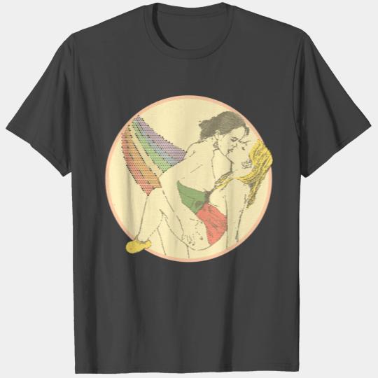 Pixel lesbians with lgbt flag T Shirts