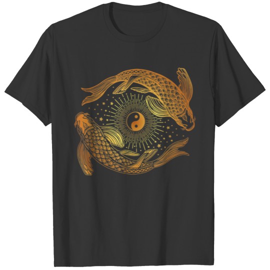 Koi Fish Ying Yang cute gold gift T-shirt