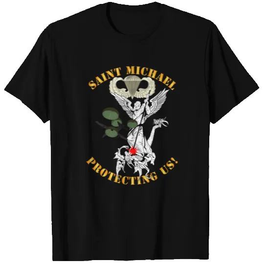 Army Airborne Wings Saint Michael Protecting Us T Shirts