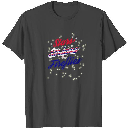 Stars Stripes And Fireflies Firework 4th Of July D T Shirts