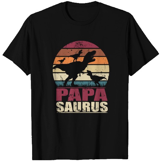 Papasaurus Dinosaur Triplets Father Trex Dino Papa T Shirts