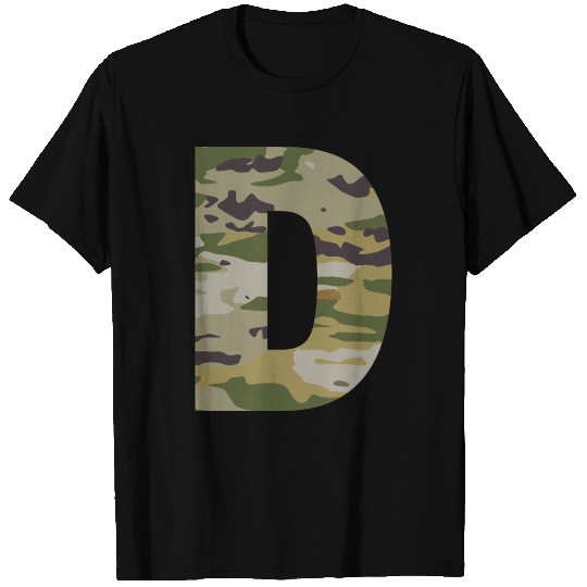 Camo alphabet letter/ character D T Shirts