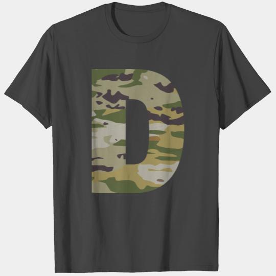 Camo alphabet letter/ character D T Shirts