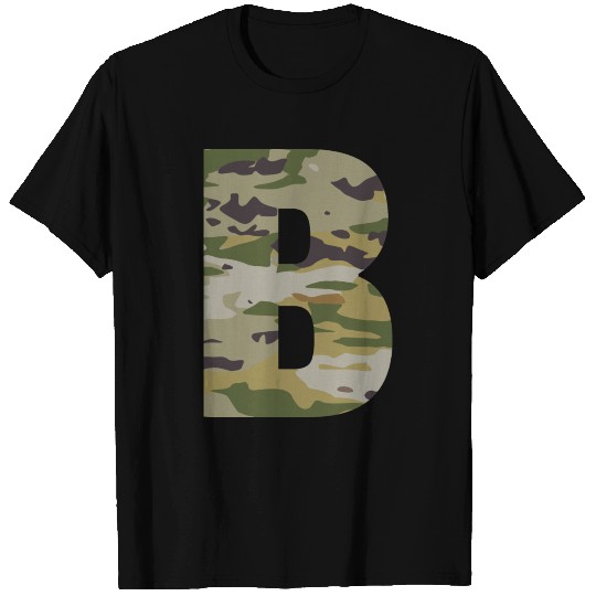 Camo alphabet letter / character B T Shirts