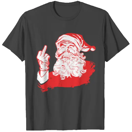 Funny Santa Flipping The Bird Middle Finger Santa T Shirts