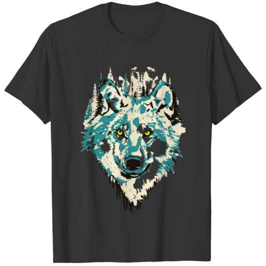 Retro Vintage Wolf in Nature T-shirt